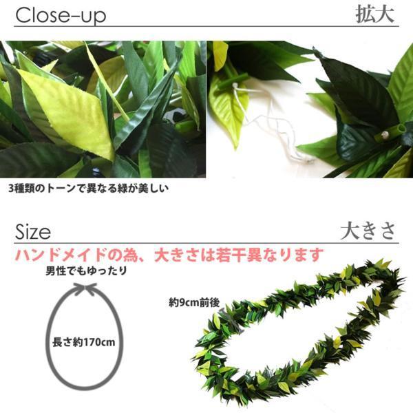 フラダンス 【マイレ ラウリイ ダブル レイ】(グリーン 3トーン) ケイキ 2WAY 170cm ハワイアン フラ インテリア_3