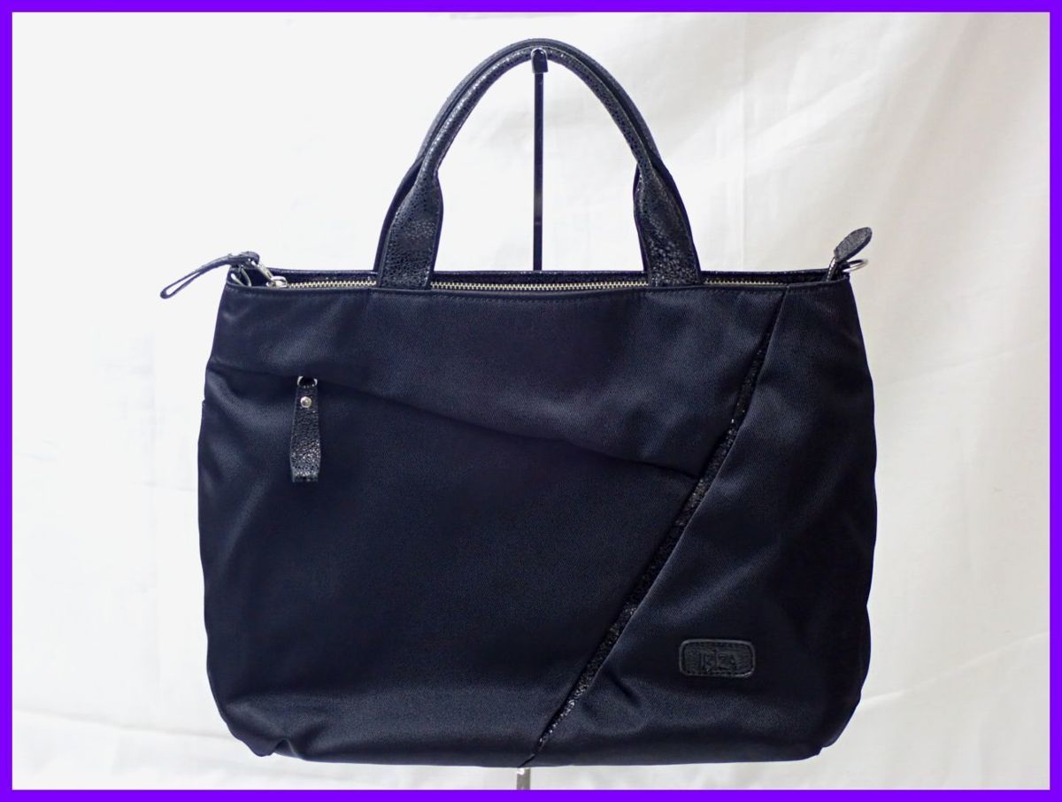 ☆美品 IBIZA/イビザ トートバッグ ブラック/ナイロン/A4対応/収納多数 