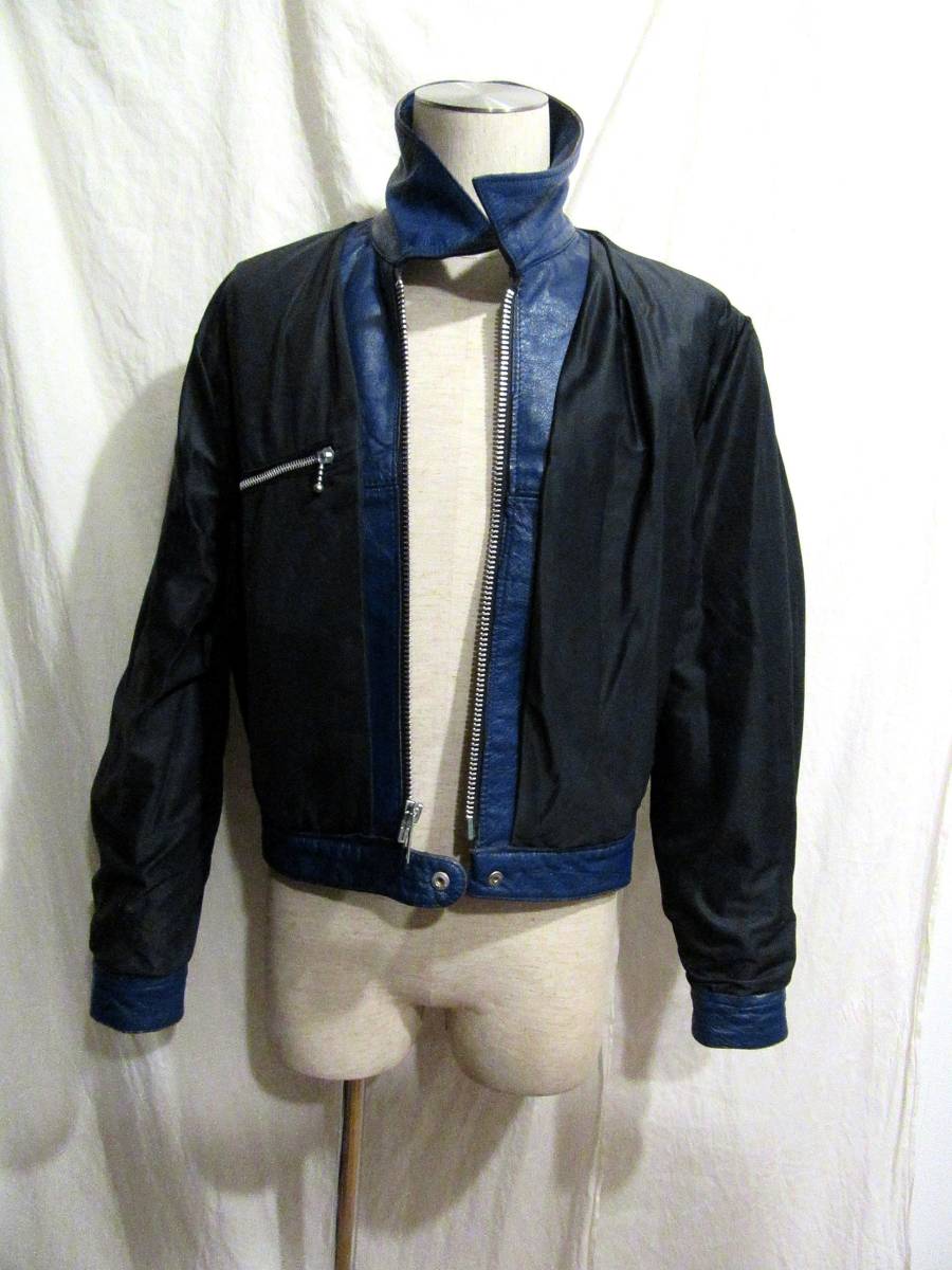 英国製HONDA ビンテージUKライダース 襟付きシングル 42 身幅54cm 36～38位 青ジャン ブルーレザー TT LEATHERS モトクロス レディースにも 本革 2026年最新Yahoo!オークション 60s REED レザー ライダース