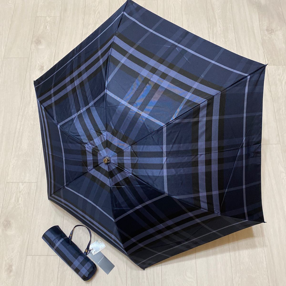 バーバリー 折りたたみ傘 雨傘 ノバチェック BURBERRY ネイビー