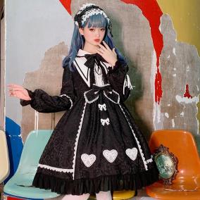 ロリータ ワンピース＋ヘッドドレス ドレス ロリィタ 春秋冬 長袖