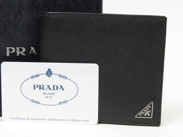 25902☆1円スタート☆本物☆プラダ☆PRADA☆極美品☆二つ折り財布