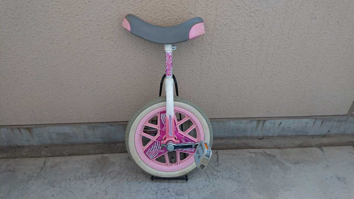 ブリジストン 一輪車 14インチ スクエアクロウ ピンク スタンド付_1