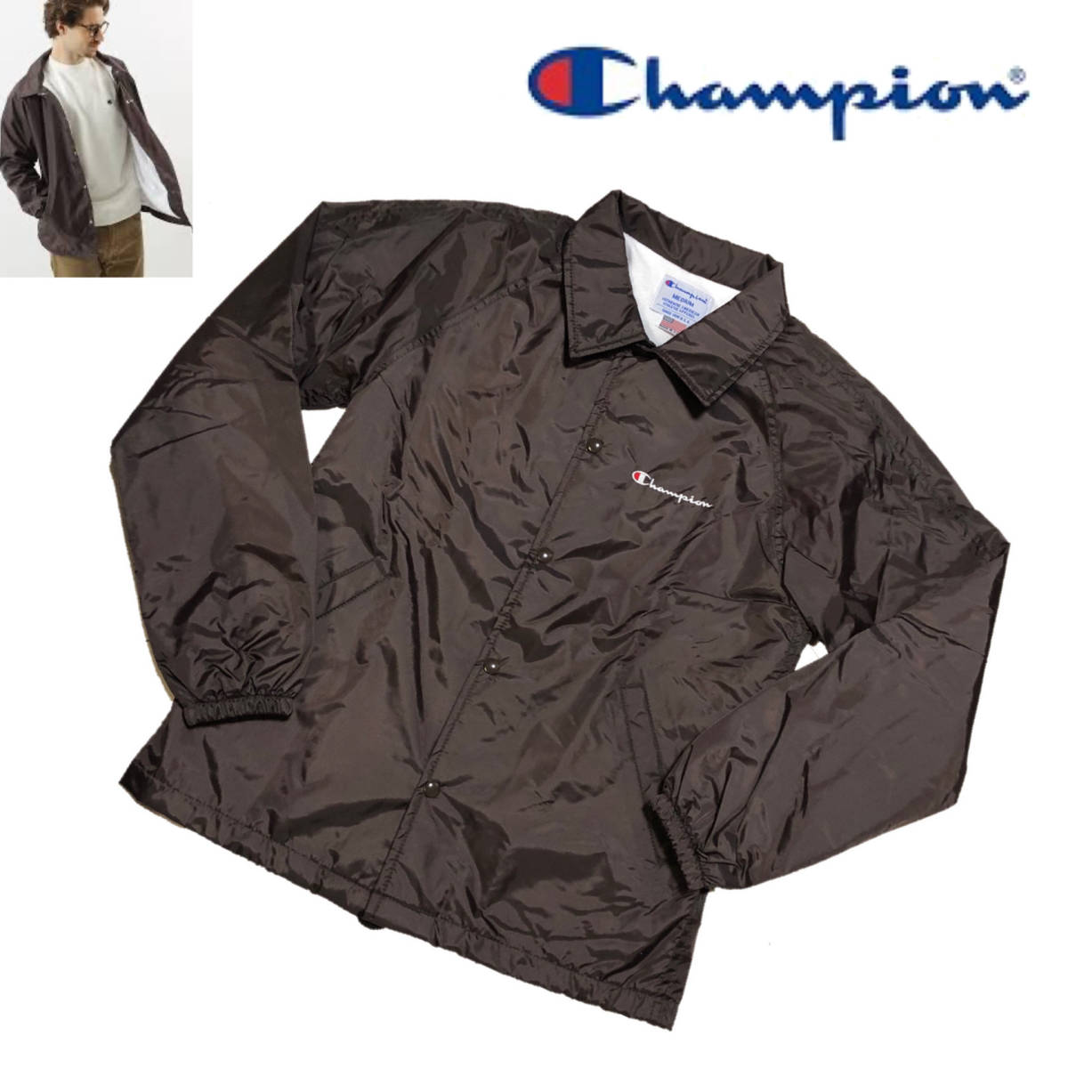 極美品 champion コーチジャケット S セット チャンピオン 直営店限定 チャンピオン コーチジャケット Champion 極美品 マット ブラック 直営