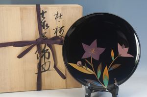 桜井一良 輪島塗 キキョウ 画 額