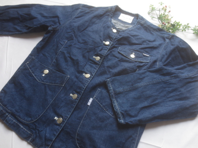 Pao De Lo パオデロ デニムジャケット ノーカラー 襟無し ジージャンボタン インディゴブルー 青 色落ちなし 白ステッチ糸 9号 4 8 Mサイズ 売買されたオークション情報 Yahooの商品情報をアーカイブ公開 オークファン Aucfan Com