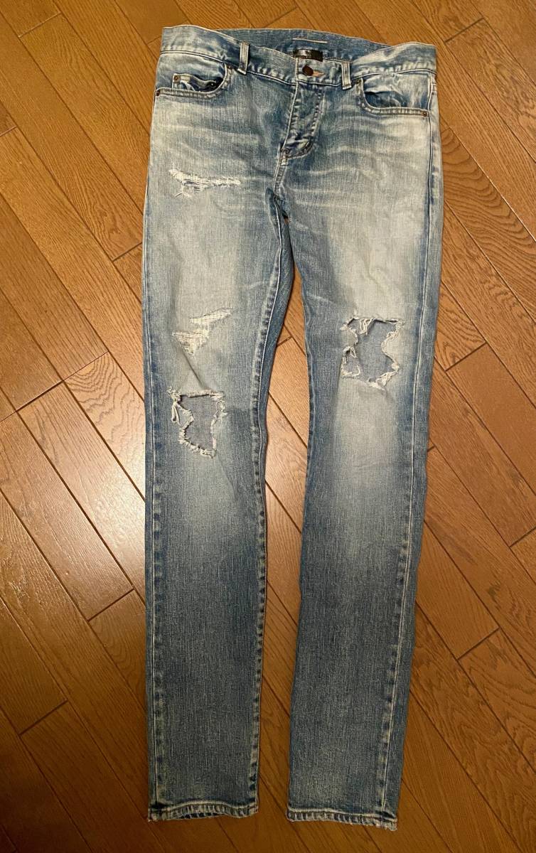 大人気，大得価 国内正規 SAINT LAURENT 膝クラッシュ スキニー デニムパンツ サンローラン 31 インディゴ(ボトムス)｜売買されたオークション情報、yahooの商品情報をアーカイブ公開 - オークファン 男性用
