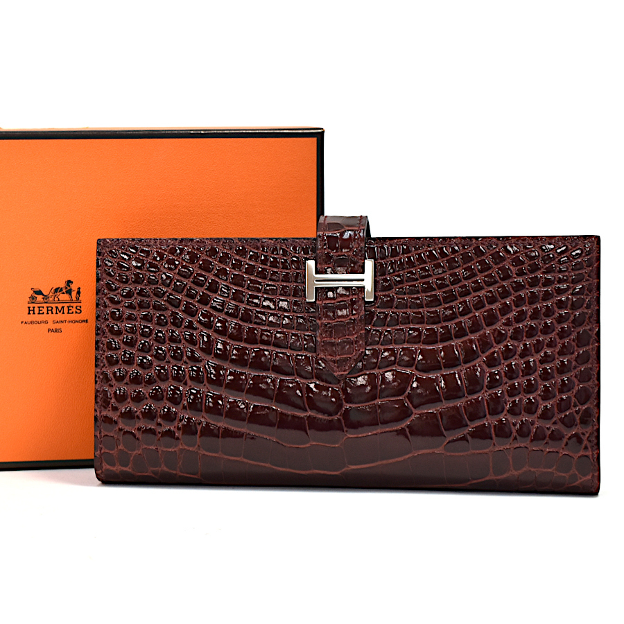 1点限り 定価997 700円 Hermes エルメス ベアン スフレ 長財布 A刻印 クロコダイル アリゲーター ワインレッド 女性用財布 売買されたオークション情報 Yahooの商品情報をアーカイブ公開 オークファン Aucfan Com