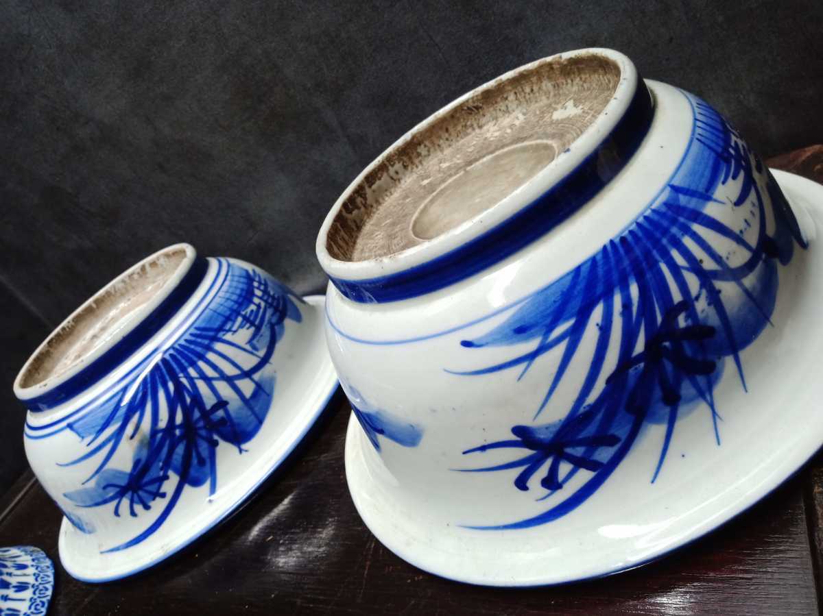 古伊万里 染付 無傷 花唐草 深皿 江戸時代 金直し 完品 |