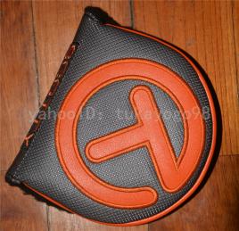 【ggt0002b】 ゴルフ GOLF ヘッドカバー パターカバー スコッティ キャメロン マレットタイプ ツアーツアー 刺繍入り 支給 TOUR 灰×橙_1