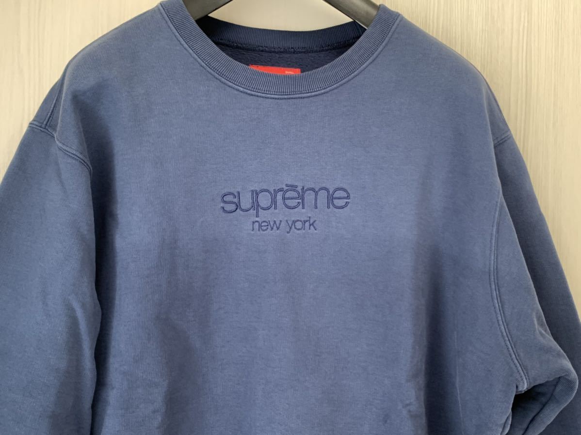 19SS Supreme Dipped Crewneck S ネイビー シュプリーム Classic Logo  