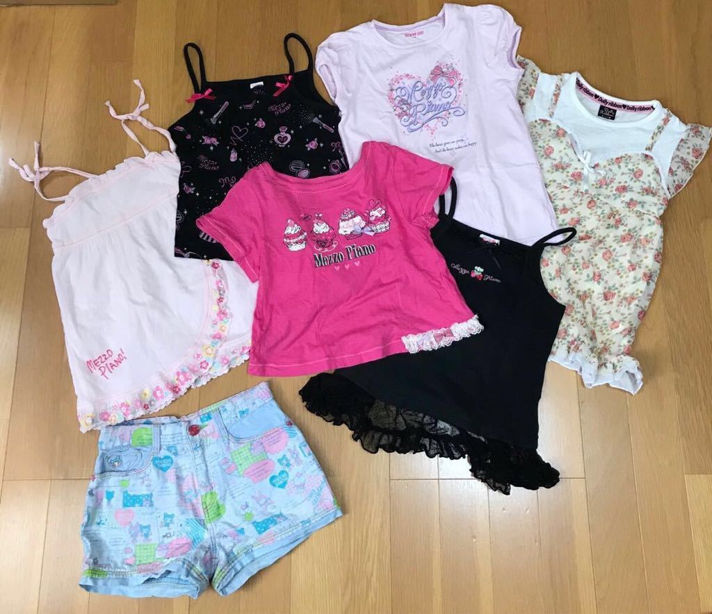130 ☆ 女の子 女児 夏服 まとめ売り ☆ メゾピアノ リズメロ も☆ 半袖シャツ チュニック ワンピ キャミソール スカート ズボン 大量