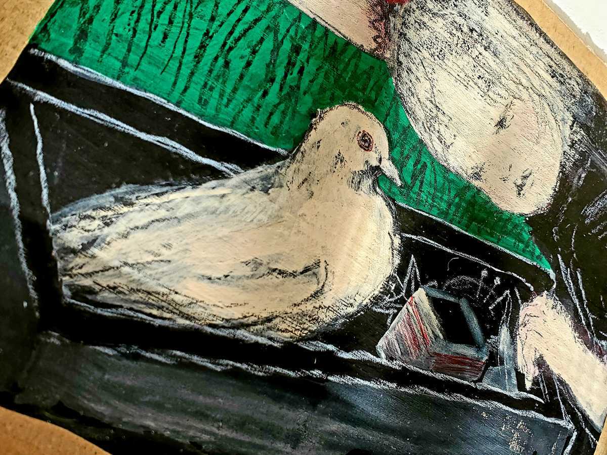 酒井駒子　原画　直筆　作品　貴重　絵本作家　鳩