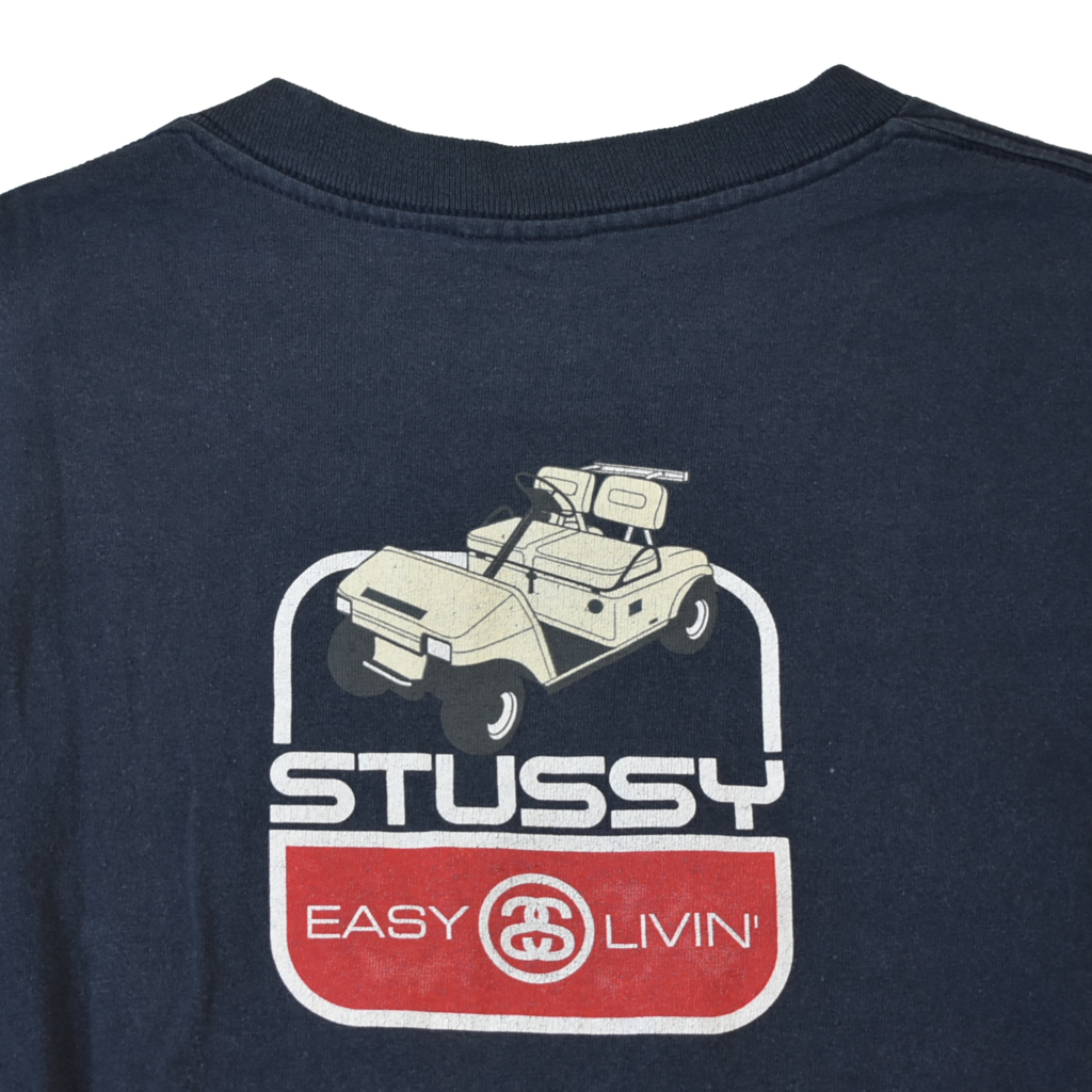 90s ビンテージ stussy ステューシー USA製 紺タグ EASY LIVIN Tシャツ