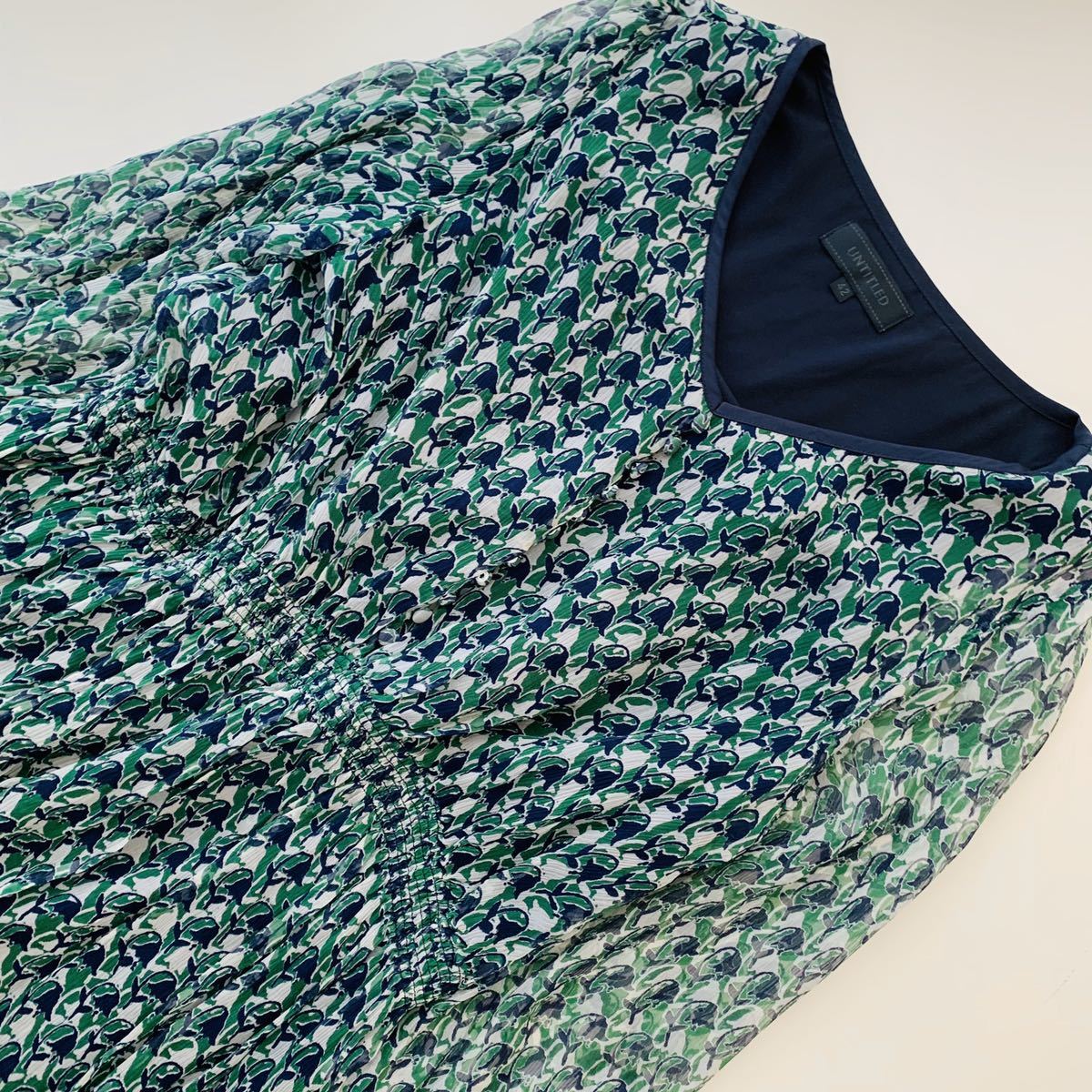 Untitled アンタイトル 透け感 総柄 シルク１００ 素敵な ワンピース 大きいサイズ ４２ ワンピース ロング 売買されたオークション情報 Yahooの商品情報をアーカイブ公開 オークファン Aucfan Com