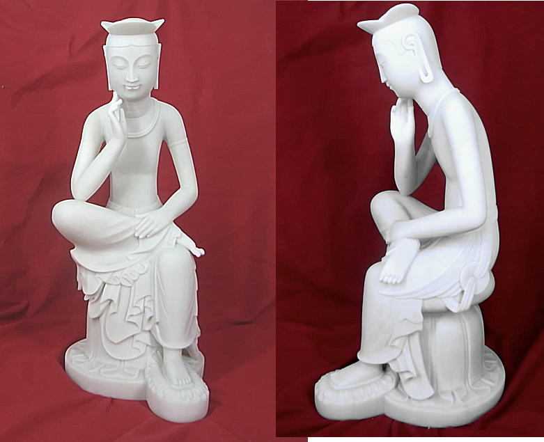 大理石 弥勒菩薩半跏像 未使用保管品 大理石 仏像 仏教美術