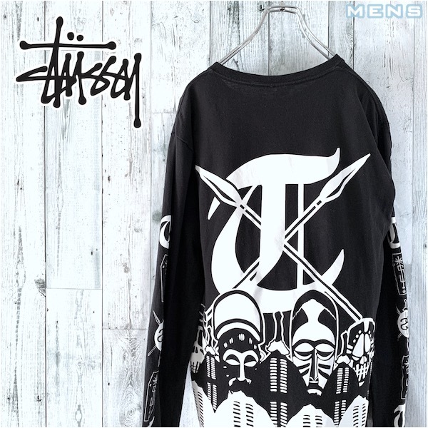 STUSSY ステューシー ビッグプリント Tシャツ 半袖tee 折れクラウン 
