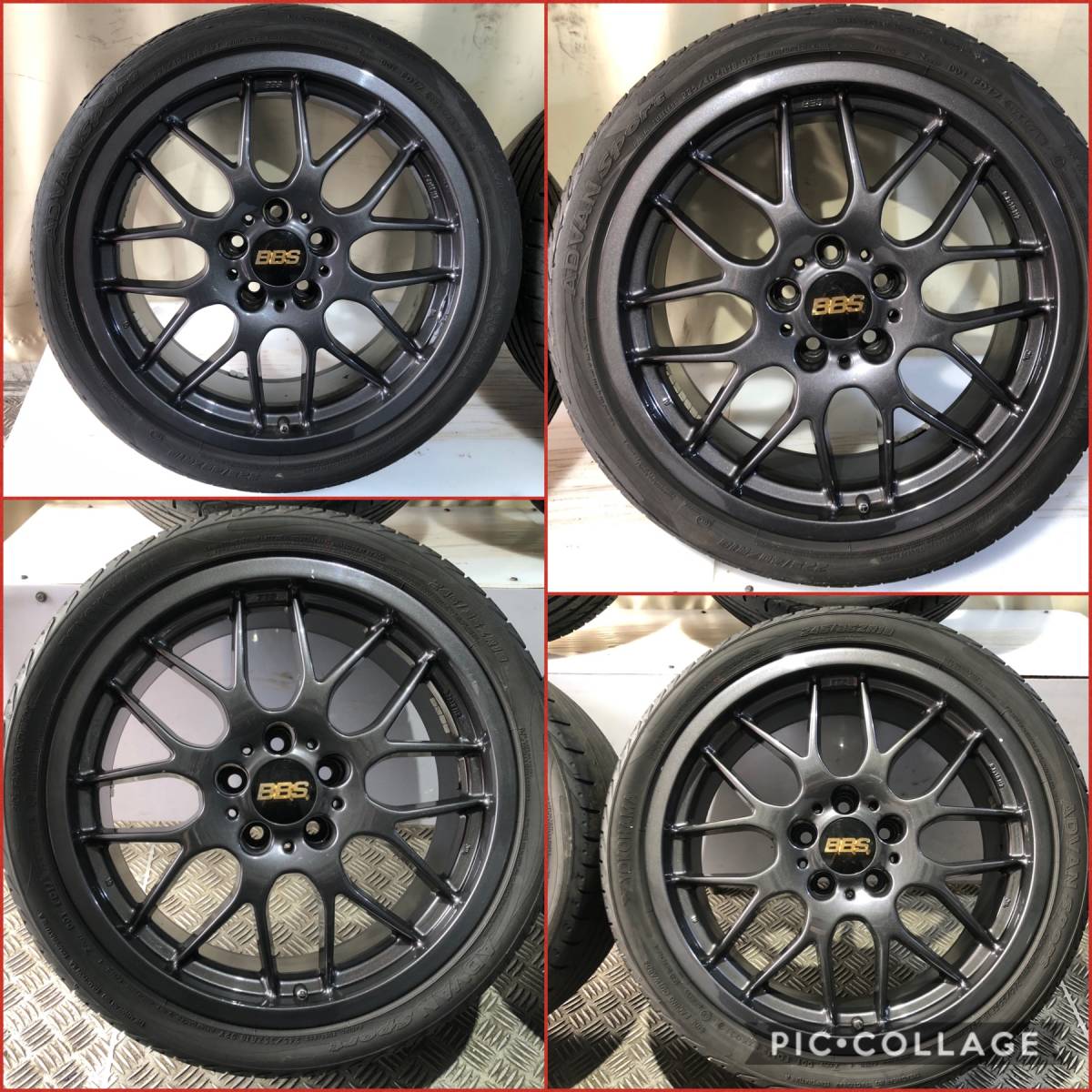 BBS ガンメタ 18インチ 8.0J +30/+32 PCD114.3 5H ガリキズなし【F:225/40ZR18 R:245/35ZR18】ADVAN SPORT タイヤ付4本セット！_10