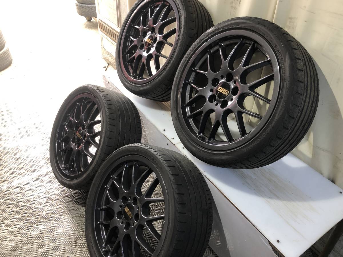 BBS ガンメタ 18インチ 8.0J +30/+32 PCD114.3 5H ガリキズなし【F:225/40ZR18 R:245/35ZR18】ADVAN SPORT タイヤ付4本セット！_3