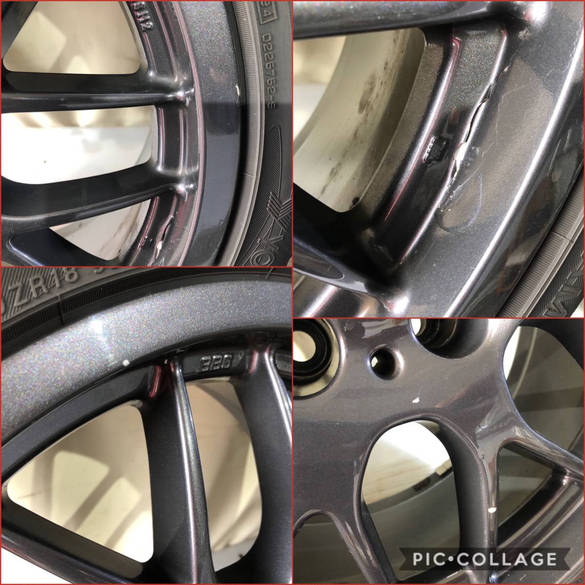 BBS ガンメタ 18インチ 8.0J +30/+32 PCD114.3 5H ガリキズなし【F:225/40ZR18 R:245/35ZR18】ADVAN SPORT タイヤ付4本セット！_4