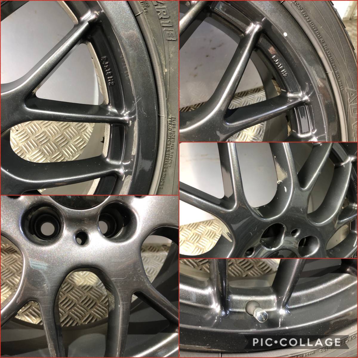 BBS ガンメタ 18インチ 8.0J +30/+32 PCD114.3 5H ガリキズなし【F:225/40ZR18 R:245/35ZR18】ADVAN SPORT タイヤ付4本セット！_5