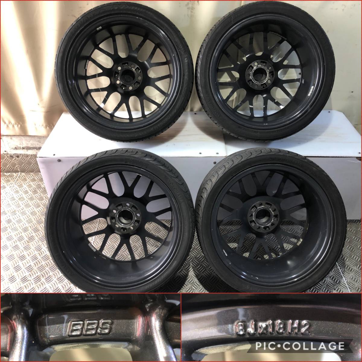 BBS ガンメタ 18インチ 8.0J +30/+32 PCD114.3 5H ガリキズなし【F:225/40ZR18 R:245/35ZR18】ADVAN SPORT タイヤ付4本セット！_9