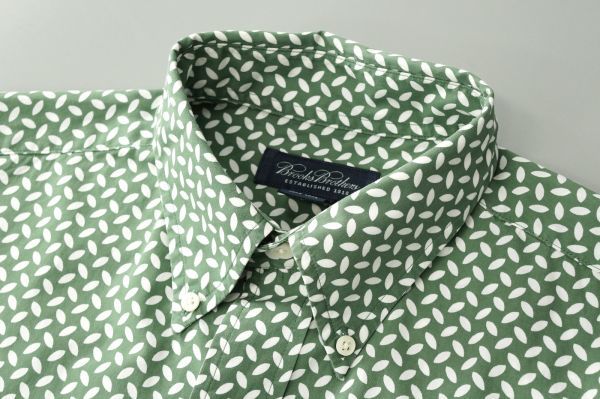 Gc2622 ブルックスブラザーズ 小紋柄 半袖シャツ コットンシャツ ボタンダウンシャツ グリーン 半袖シャツ 売買されたオークション情報 Yahooの商品情報をアーカイブ公開 オークファン Aucfan Com