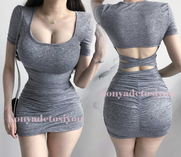 グレーl 新入荷 超sexy 美胸 美尻 背中魅せ タイトワンピース ボディコン レディース インナー デート キャバ嬢ドレス コスチューム Lサイズ 売買されたオークション情報 Yahooの商品情報をアーカイブ公開 オークファン Aucfan Com