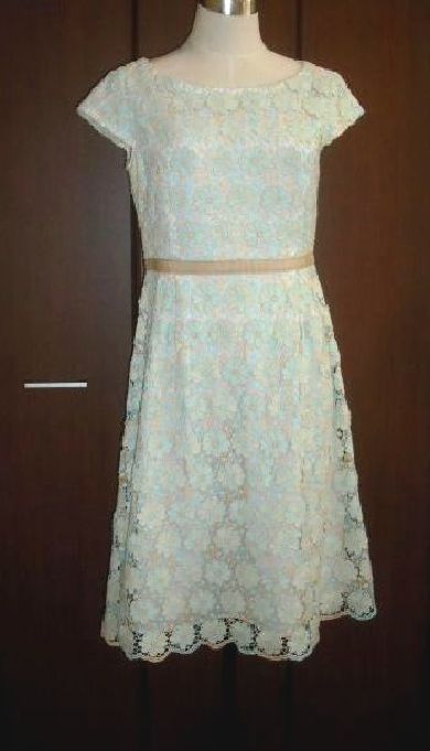 TOCCA トッカ☆コットン総レース ワンピース6 ベージュ×ブルーお花