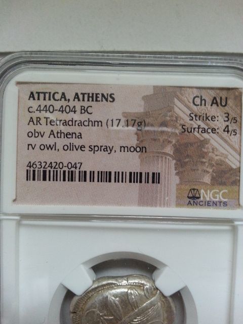古代ギリシャ アテネ アッティカ テトラドラクマ銀貨 BC 440-404 ChAU4