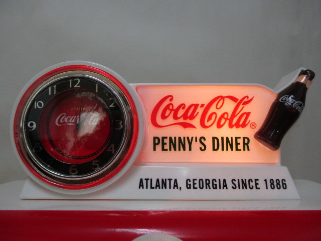 コカ・コーラデザインミニチュアダイナーハウス　ジオラマレストラン　時計、照明付き ♪コカ・コーラ DINER MINIATURE HOUSE ダイナーハウス ジオラマ 時計