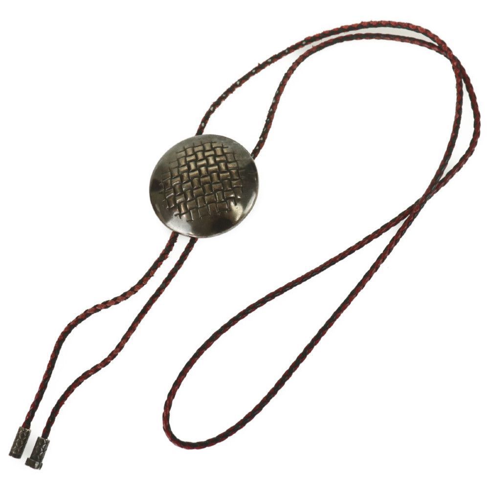 ボッテガヴェネタ BOTTEGA VENETA ループタイ アクセサリー Ag925 シルバー レザー レッド ブラック 中古B A0082