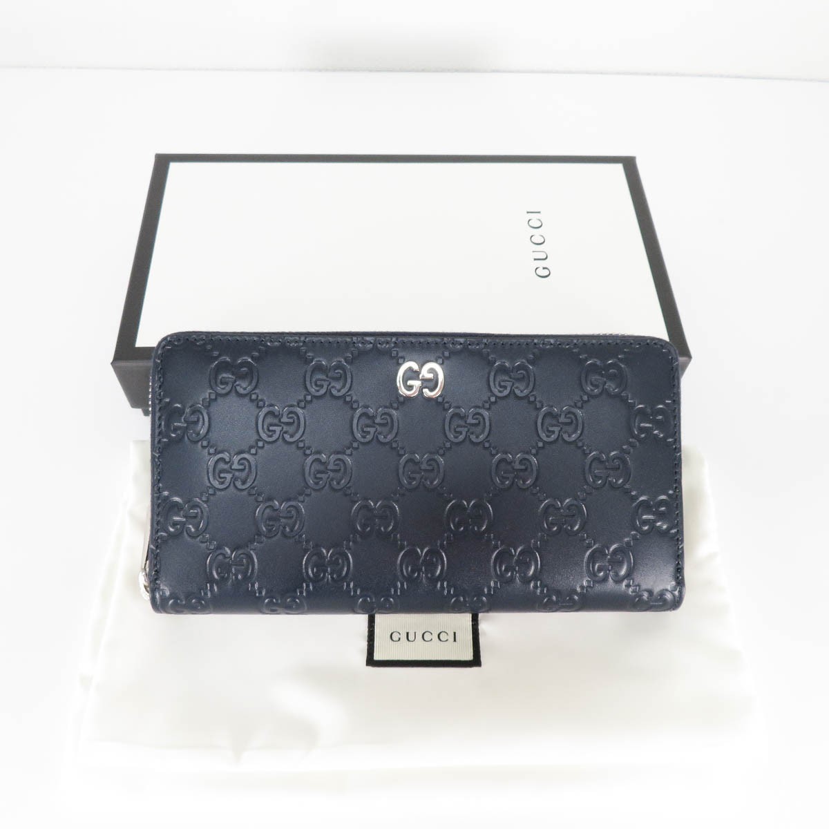 SALE，定番 質イコー グッチ GUCCI シマ GG柄 ラウンドファスナー長財布 473928 ネイビー 同様(女性用財布)｜売買されたオークション情報、yahooの商品情報をアーカイブ公開 - オークファン 服飾小物