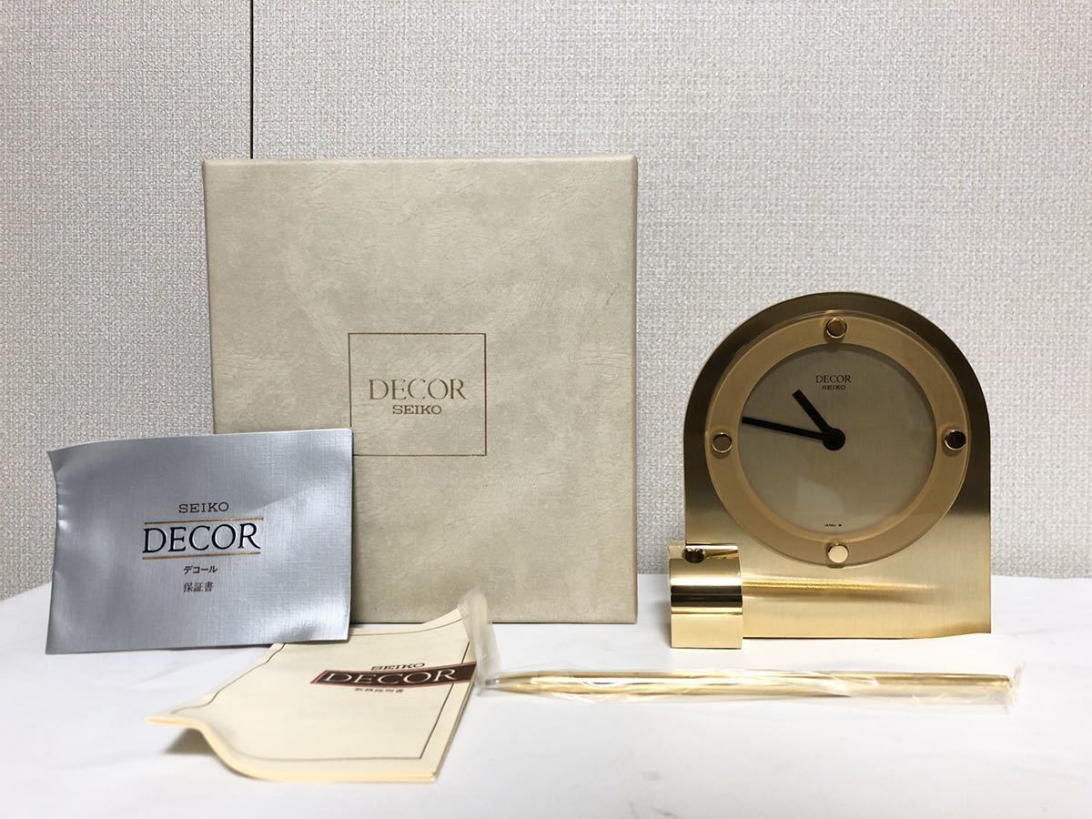 SEIKO セイコー DECOR 置時計 クォーツ ペン付き AZ838G ゴールド ⑥の