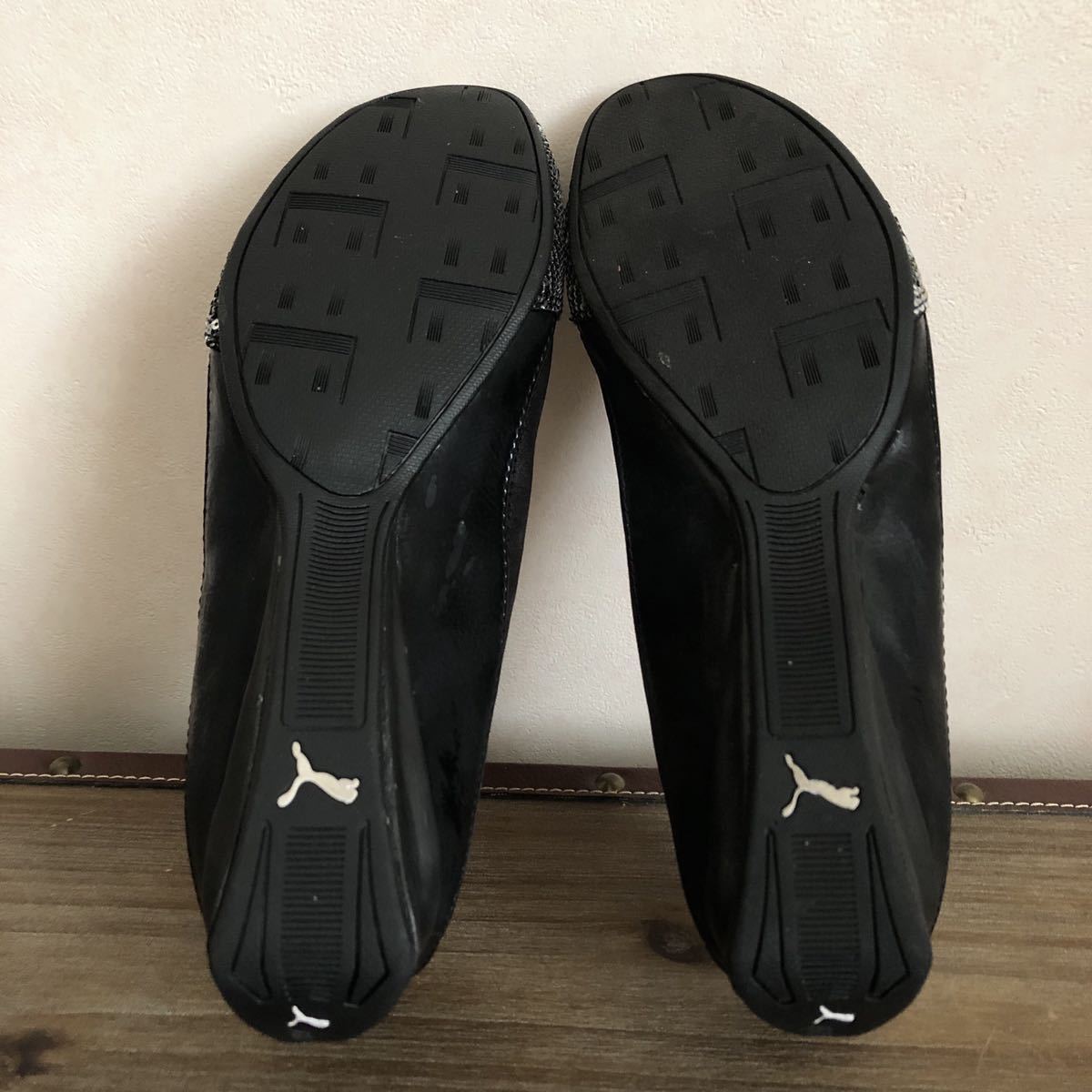 1回使用☆PUMAプーマ☆24.5cm☆フラットシューズ☆スパンコール☆黒 