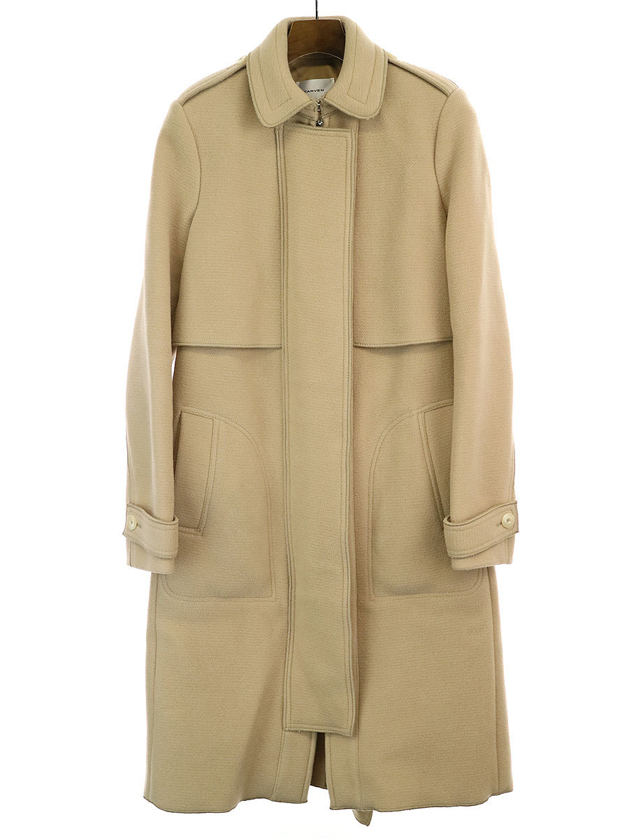 CARVEN カルヴェン ジップアップウールロングコート ベージュ 34