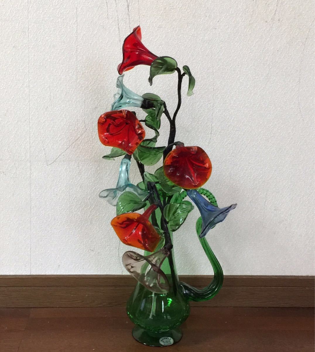 ガラス　朝顔　置物　夏小物　琉球ガラス　硝子　花　沖縄　手作り 昭和レトロ 琉球ガラス細工工芸 オブジェ 朝顔 アサガオ 置物 2026年