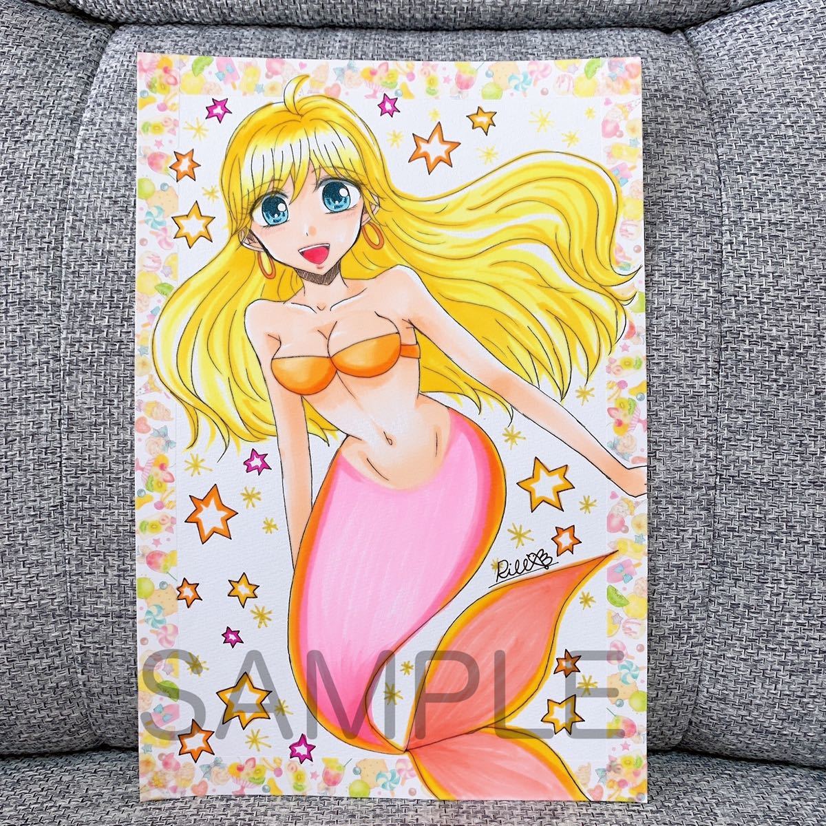 ☆手描きイラスト☆オリジナル「人魚姫②」】手描き/カラーイラスト
