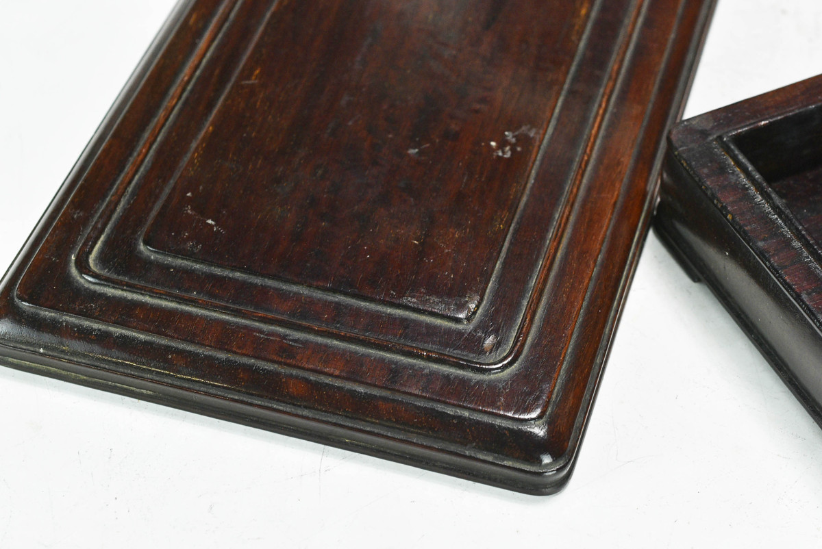 三生蔵 時代物 古唐木硯箱 唐木台 文房具 書道具 中国古玩骨董 F903751