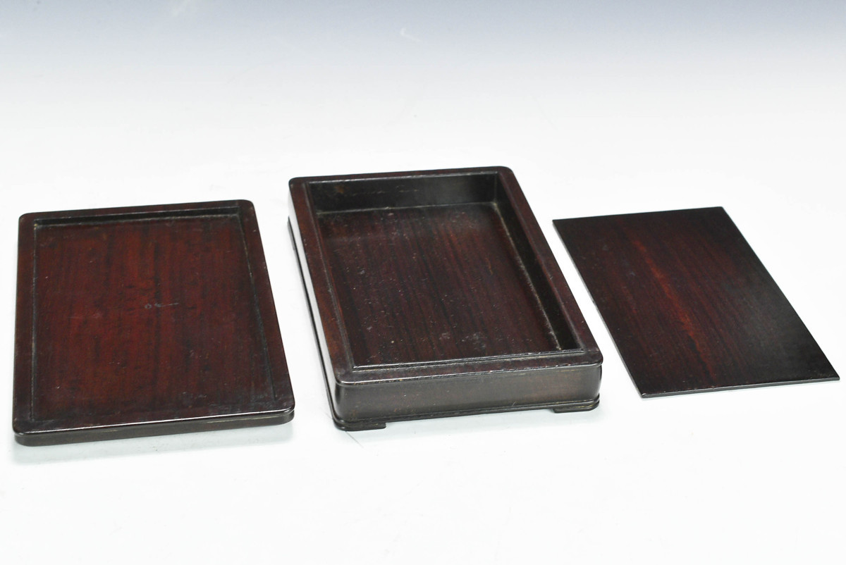三生蔵 時代物 古唐木硯箱 唐木台 文房具 書道具 中国古玩骨董 F903751