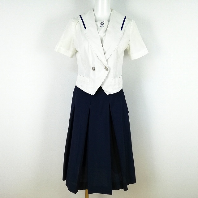  1円 セーラー服 スカート 上下2点セット M 夏物 半袖 青1本線 女子 学生服 熊本秀岳館高校 白 制服 ランクC NA1602(学生服)｜売買されたオークション情報、yahooの商品情報をアーカイブ公開 - オ 学生服