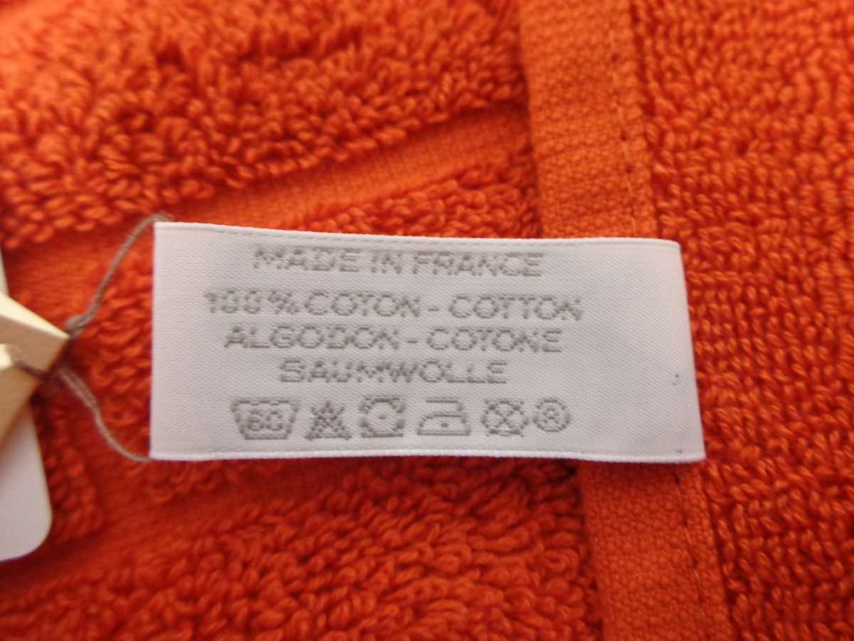 エルメス ラビリンス ゲストタオル オレンジ タグ付き 未使用品(25112)