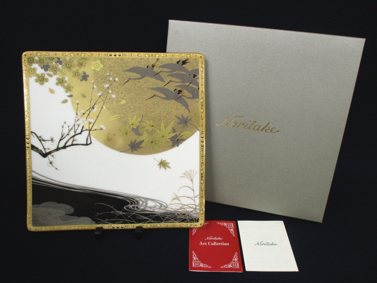 C2339 ノリタケ/noritake「アートコレクション SHIKISAI RONDO 四季彩舞曲 角大皿」元箱 皿 角皿 和食器 金彩 日本製 ブランド C-4