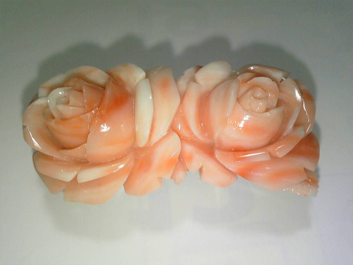 本珊瑚薔薇 沖縄珊瑚 帯留め とても綺麗 レトロ保管 本珊瑚 帯留め 本 