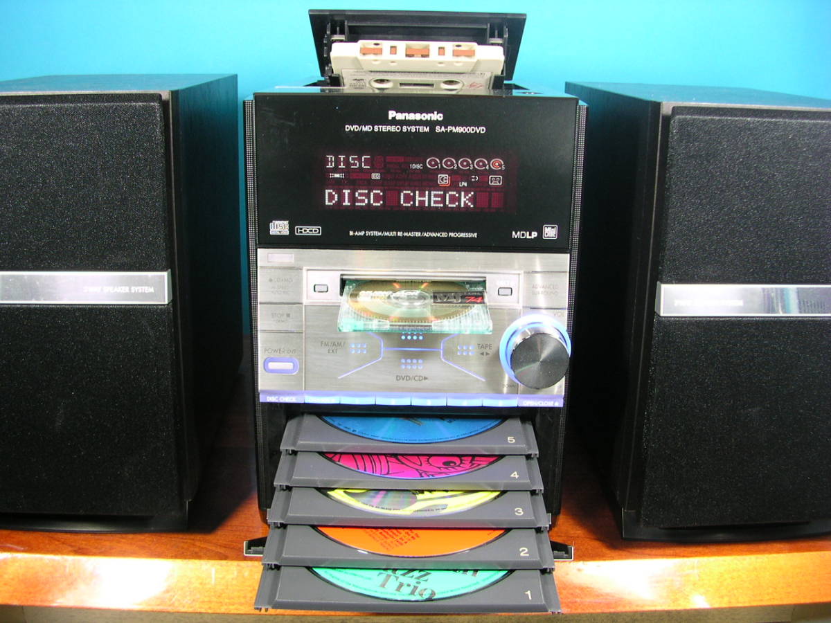 即決Panasonic高級5CD・DVD・MDコンポ SC-PM900DVD美品!! 即決