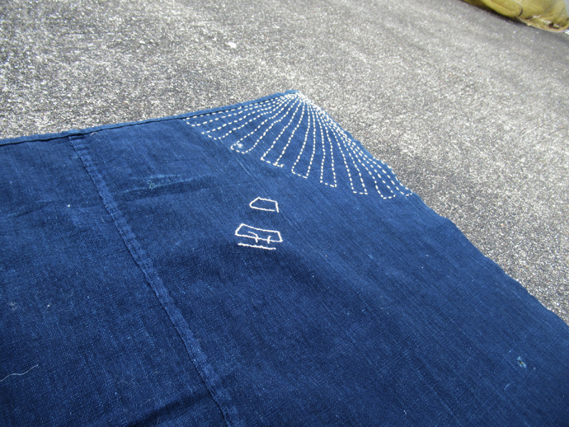 336 古布 藍染 木綿 風呂敷 刺し子 4幅 ふとん皮 Cotton natural