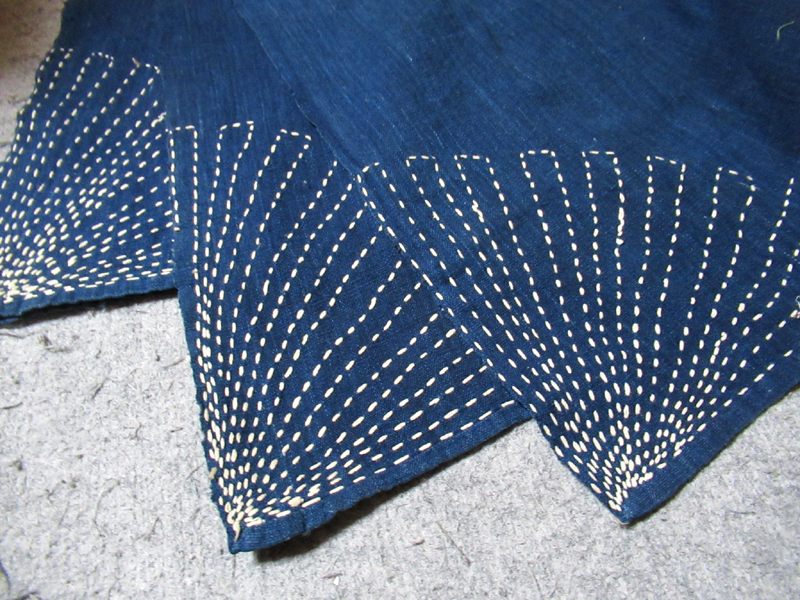 336 古布 藍染 木綿 風呂敷 刺し子 4幅 ふとん皮 Cotton natural