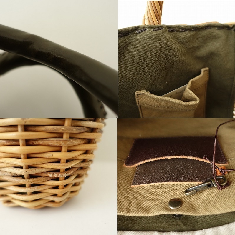 □エバゴス ebagos *月ヲ想ウ レザー×紅籐×ラビットファー かごバッグ 