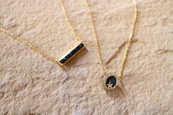 ロンハーマン RonHerman ストーンダブルフェイスネックレス ブラックカラー ムーンスター ゴールドカラー