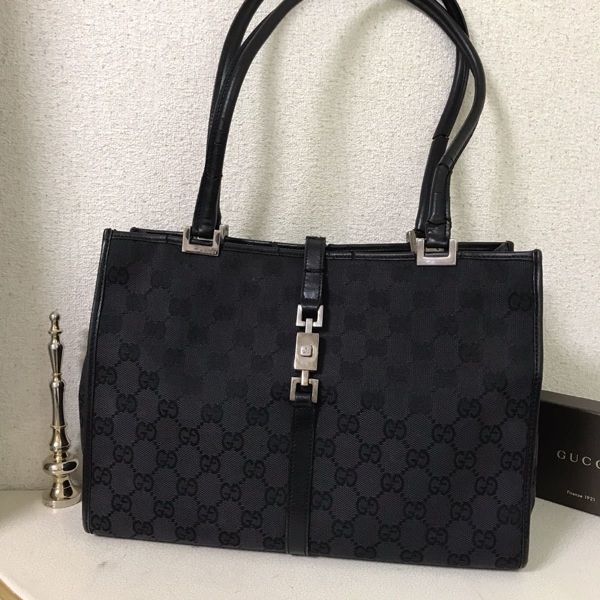  グッチ GUCCI ジャッキー ブラック レザー ハンドル GG柄 黒 本革 おしゃれ ショルダーバッグ ハンドバッグ 肩掛け 大 ブランド 高級(ジャッキーライン)｜売買されたオークション情報、yahooの かばん、バッグ